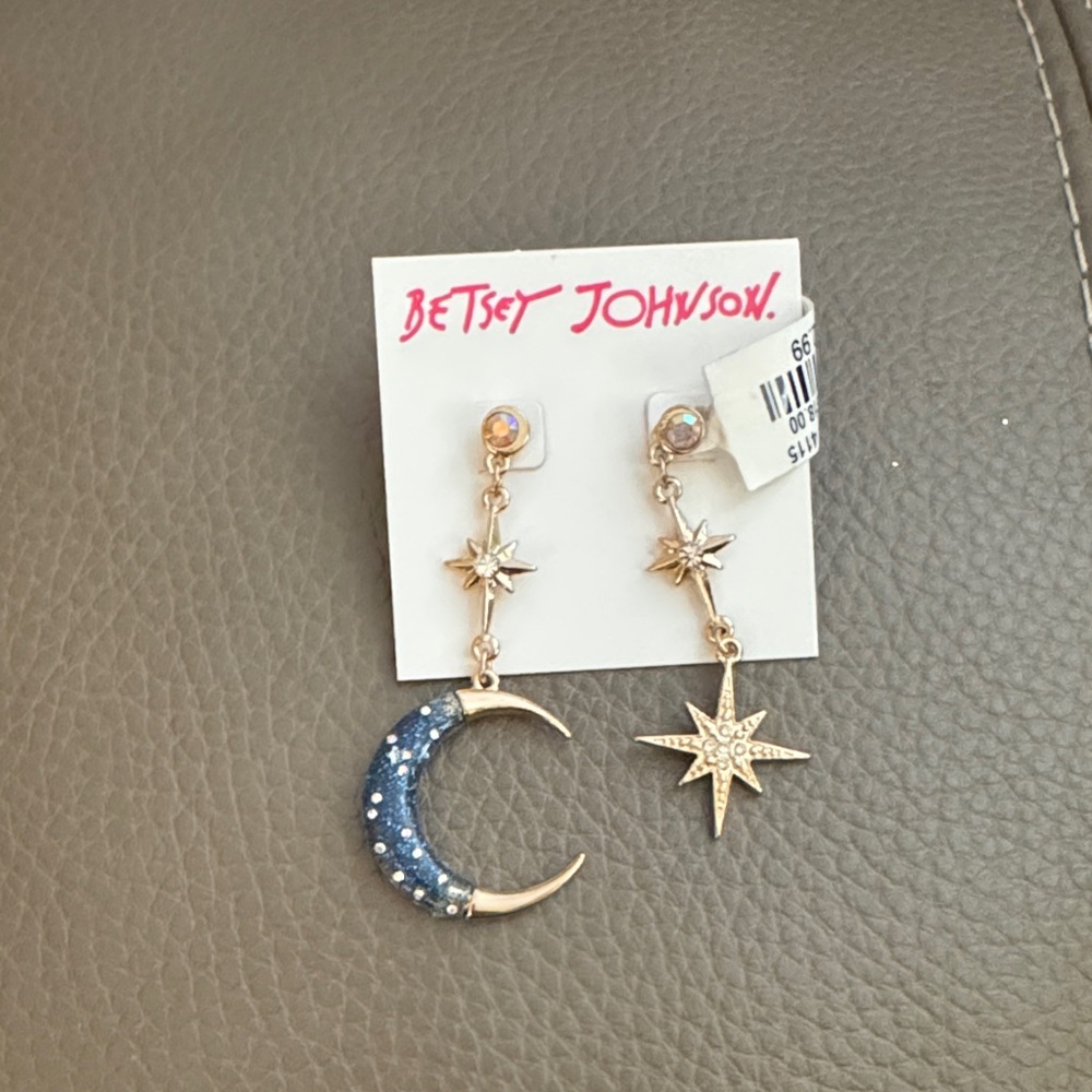 Betsey Johnson Gold and Blue Celestial Earrings
